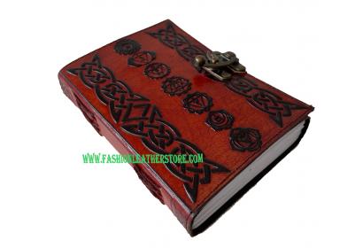 Genuine Leather Journal Handmade New Design Celtic Embossed Indian Seven Chakra Leather Jo